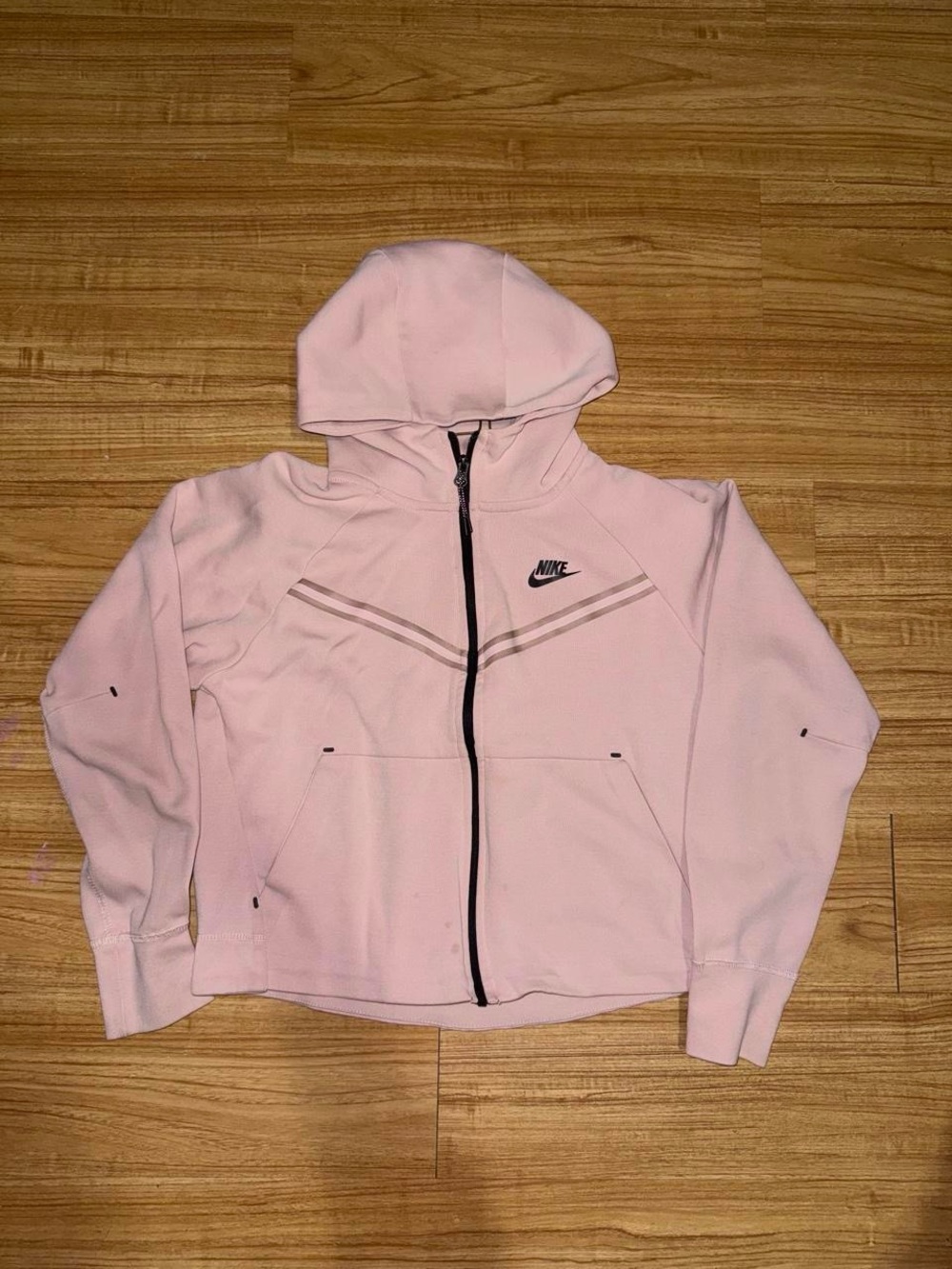Nike Light Pink Full-Zip Hooded Sweatshirt with Black Trim